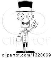 Poster, Art Print Of Cartoon Black And White Skinny Robot Circus Ringmaster With An Idea