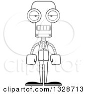 Poster, Art Print Of Cartoon Black And White Skinny Mad Business Robot