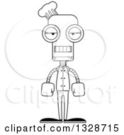 Poster, Art Print Of Cartoon Black And White Skinny Mad Robot Chef