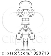 Poster, Art Print Of Cartoon Black And White Skinny Mad Robot Sports Coach