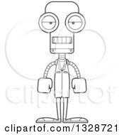 Poster, Art Print Of Cartoon Black And White Skinny Mad Robot Doctor