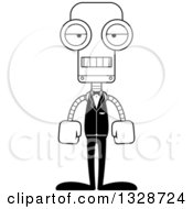 Poster, Art Print Of Cartoon Black And White Skinny Mad Groom Robot