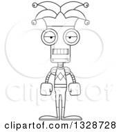 Poster, Art Print Of Cartoon Black And White Skinny Mad Jester Robot