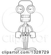 Poster, Art Print Of Cartoon Black And White Skinny Mad Karate Robot