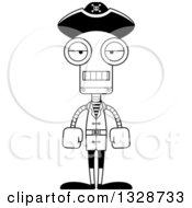 Poster, Art Print Of Cartoon Black And White Skinny Mad Pirate Robot