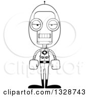 Poster, Art Print Of Cartoon Black And White Skinny Bored Space Robot