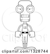 Poster, Art Print Of Cartoon Black And White Skinny Bored Robot