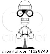 Poster, Art Print Of Cartoon Black And White Skinny Bored Robot Robber