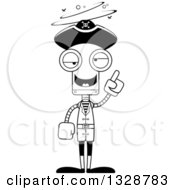 Poster, Art Print Of Cartoon Black And White Skinny Drunk Or Dizzy Pirate Robot