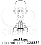 Poster, Art Print Of Cartoon Black And White Skinny Happy Robot Soldier