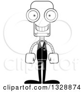 Poster, Art Print Of Cartoon Black And White Skinny Happy Robot Groom