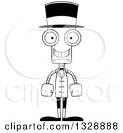 Poster, Art Print Of Cartoon Black And White Skinny Happy Robot Circus Ringmaster