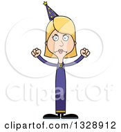 Clipart Of A Cartoon Angry Tall Skinny White Wizard Woman Royalty Free Vector Illustration by Cory Thoman