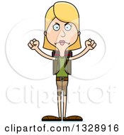 Clipart Of A Cartoon Angry Tall Skinny White Woman Hiker Royalty Free Vector Illustration by Cory Thoman