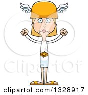 Clipart Of A Cartoon Angry Tall Skinny White Hermes Woman Royalty Free Vector Illustration