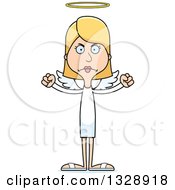 Clipart Of A Cartoon Angry Tall Skinny White Woman Angel Royalty Free Vector Illustration