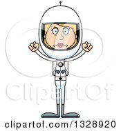 Clipart Of A Cartoon Angry Tall Skinny White Woman Astronaut Royalty Free Vector Illustration