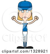 Clipart Of A Cartoon Angry Tall Skinny White Woman Baseball Player Royalty Free Vector Illustration