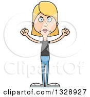 Clipart Of A Cartoon Angry Tall Skinny White Casual Woman Royalty Free Vector Illustration by Cory Thoman