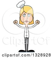 Clipart Of A Cartoon Angry Tall Skinny White Woman Chef Royalty Free Vector Illustration