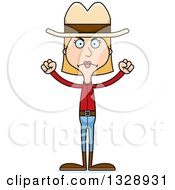 Poster, Art Print Of Cartoon Angry Tall Skinny White Cowgirl Woman