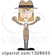 Clipart Of A Cartoon Angry Tall Skinny White Woman Detective Royalty Free Vector Illustration