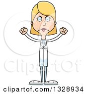 Clipart Of A Cartoon Angry Tall Skinny White Woman Doctor Royalty Free Vector Illustration