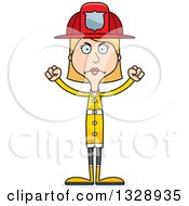 Poster, Art Print Of Cartoon Angry Tall Skinny White Woman Firefighter