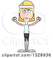 Clipart Of A Cartoon Angry Tall Skinny White Fit Woman Royalty Free Vector Illustration