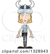 Cartoon Happy Tall Skinny White Woman Viking