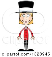 Clipart Of A Cartoon Happy Tall Skinny White Woman Circus Ringmaster Royalty Free Vector Illustration