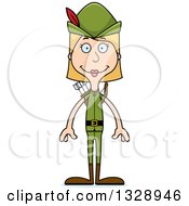 Poster, Art Print Of Cartoon Happy Tall Skinny White Robin Hood Woman