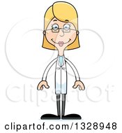 Clipart Of A Cartoon Happy Tall Skinny White Woman Scientist Royalty Free Vector Illustration