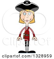 Poster, Art Print Of Cartoon Happy Tall Skinny White Woman Pirate