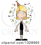 Poster, Art Print Of Cartoon Happy Tall Skinny White Party Woman