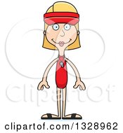 Poster, Art Print Of Cartoon Happy Tall Skinny White Woman Lifeguard