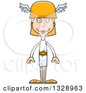Clipart Of A Cartoon Happy Tall Skinny White Hermes Woman Royalty Free Vector Illustration