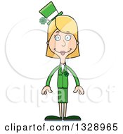 Clipart Of A Cartoon Happy Tall Skinny White Irish St Patricks Day Woman Royalty Free Vector Illustration