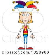 Poster, Art Print Of Cartoon Happy Tall Skinny White Woman Jester