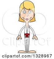 Poster, Art Print Of Cartoon Happy Tall Skinny White Karate Woman