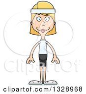 Clipart Of A Cartoon Happy Tall Skinny White Fit Woman Royalty Free Vector Illustration