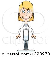 Clipart Of A Cartoon Happy Tall Skinny White Woman Doctor Royalty Free Vector Illustration