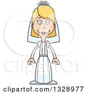 Clipart Of A Cartoon Happy Tall Skinny White Woman Bride Royalty Free Vector Illustration