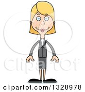 Poster, Art Print Of Cartoon Happy Tall Skinny White Business Woman