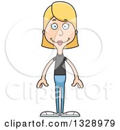 Clipart Of A Cartoon Happy Tall Skinny White Casual Woman Royalty Free Vector Illustration by Cory Thoman