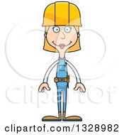 Clipart Of A Cartoon Happy Tall Skinny White Woman Construction Worker Royalty Free Vector Illustration by Cory Thoman