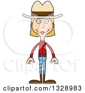 Poster, Art Print Of Cartoon Happy Tall Skinny White Cowgirl Woman