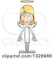Clipart Of A Cartoon Happy Tall Skinny White Woman Angel Royalty Free Vector Illustration