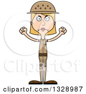 Clipart Of A Cartoon Angry Tall Skinny White Woman Zookeeper Royalty Free Vector Illustration