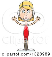 Clipart Of A Cartoon Angry Tall Skinny White Woman Wrestler Royalty Free Vector Illustration